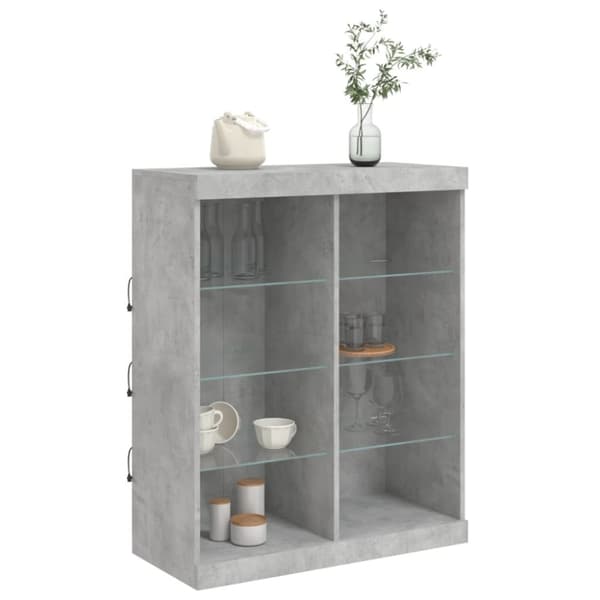 vidaXL Skjenk med LED-lys betonggrå 81x37x100 cm