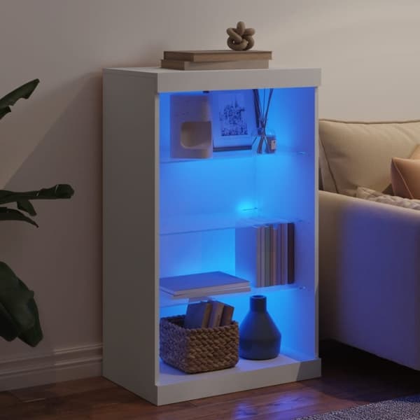 vidaXL Skänk med LED-belysning vit 60,5x37x100 cm