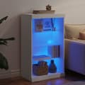 Miniatyrbild 4 av 11: vidaXL Skänk med LED-belysning vit 60,5x37x100 cm