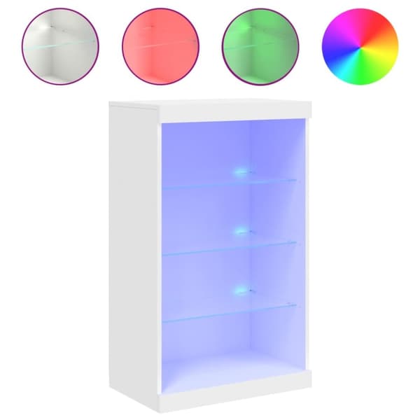 vidaXL Skänk med LED-belysning vit 60,5x37x100 cm