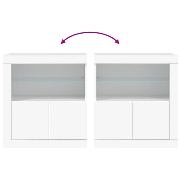 vidaXL Skjenk med LED-lys hvit 60,5x37x67 cm
