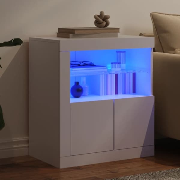 vidaXL skænk med LED-lys 60,5x37x67 cm hvid