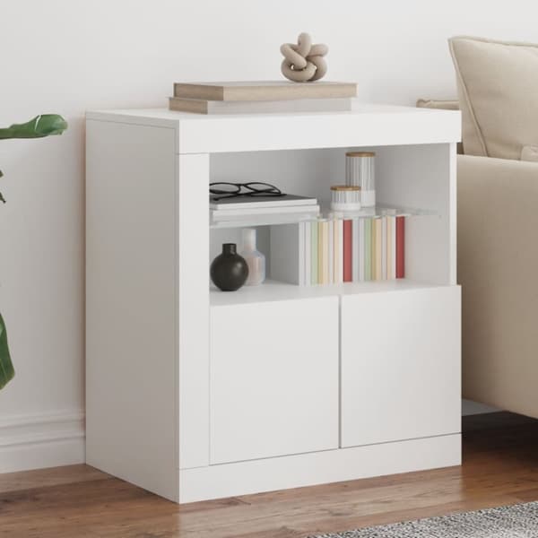 vidaXL skænk med LED-lys 60,5x37x67 cm hvid