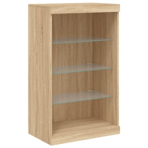 vidaXL Skjenk med LED-lys sonoma eik 60,5x37x100 cm