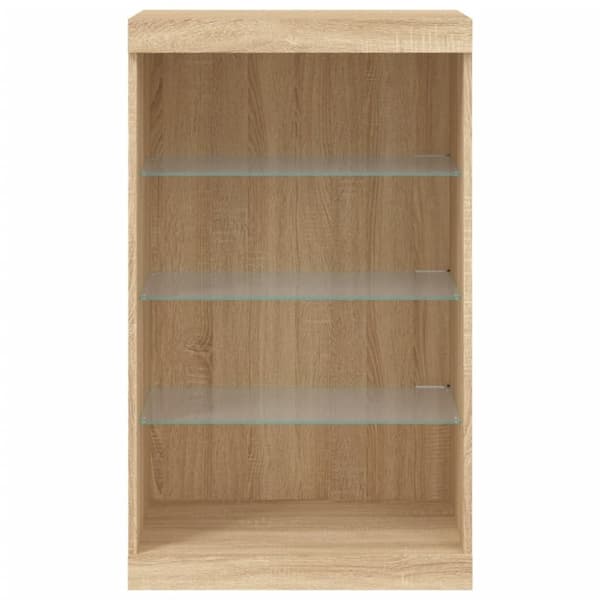 vidaXL Skjenk med LED-lys sonoma eik 60,5x37x100 cm