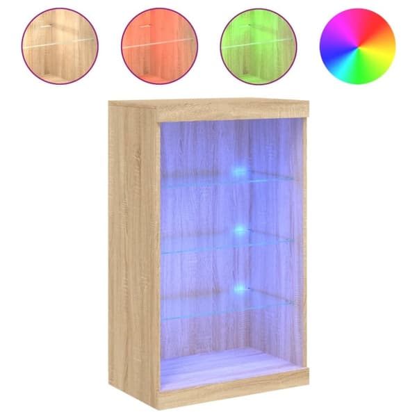 vidaXL Skjenk med LED-lys sonoma eik 60,5x37x100 cm