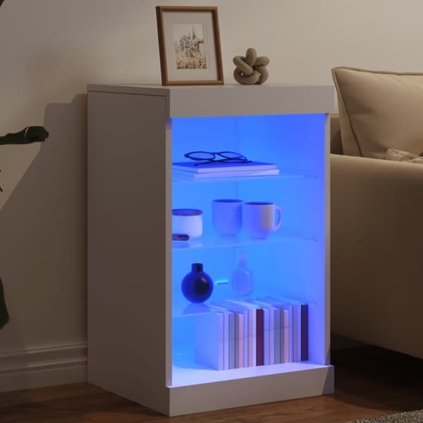 vidaXL Skjenk med LED-lys hvit 41x37x67 cm