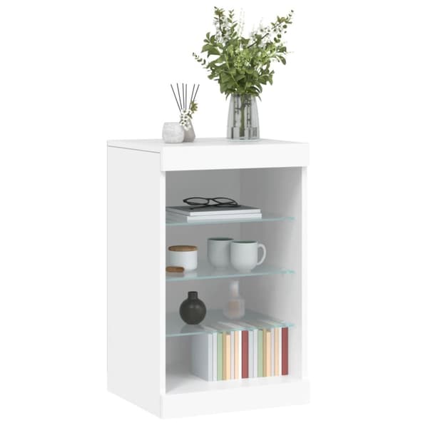 vidaXL Skjenk med LED-lys hvit 41x37x67 cm