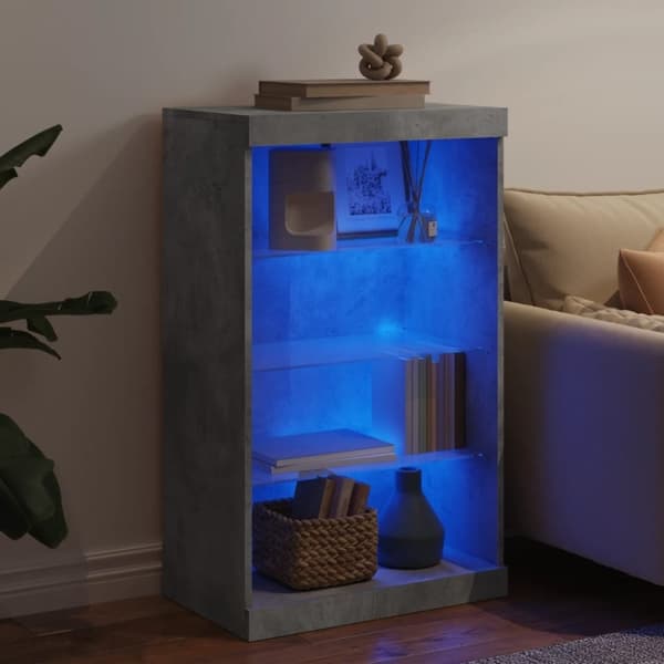 vidaXL Skjenk med LED-lys betonggrå 60,5x37x100 cm