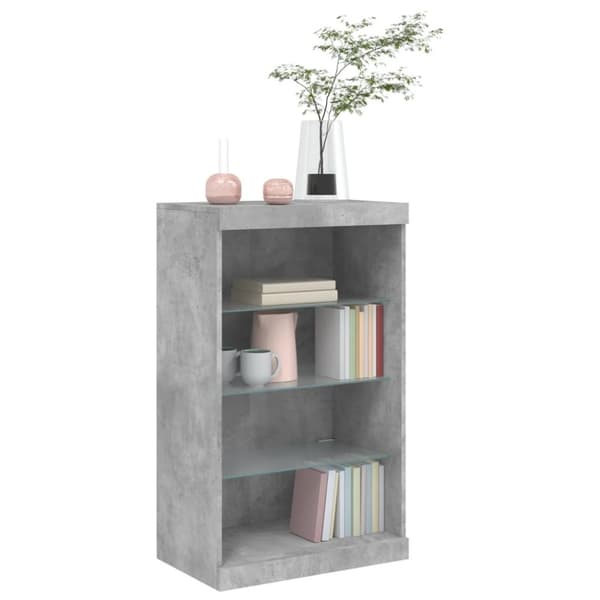 vidaXL Skjenk med LED-lys betonggrå 60,5x37x100 cm