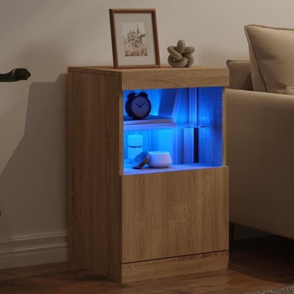 vidaXL Skänk med LED-belysning sonoma-ek 41x37x67 cm