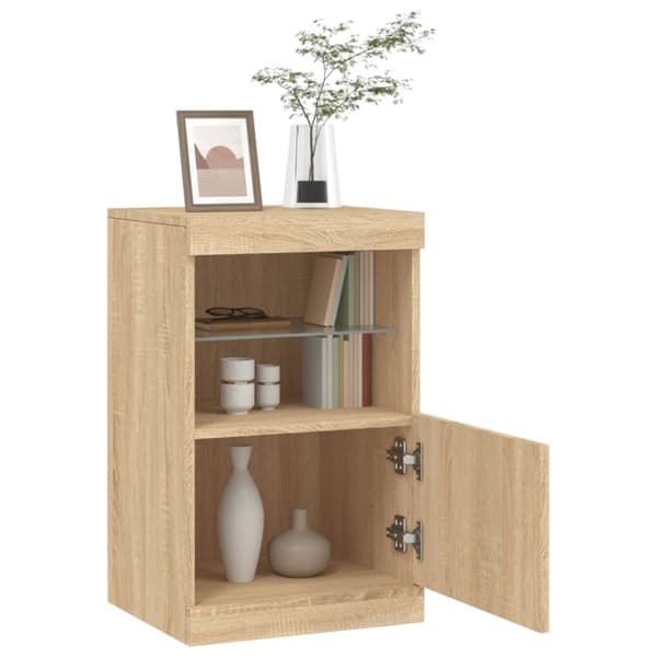 vidaXL Skänk med LED-belysning sonoma-ek 41x37x67 cm