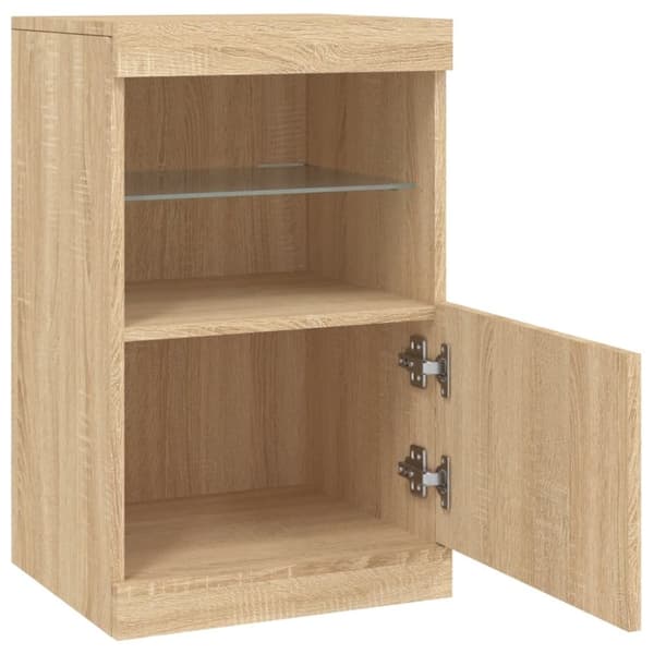 vidaXL Skänk med LED-belysning sonoma-ek 41x37x67 cm