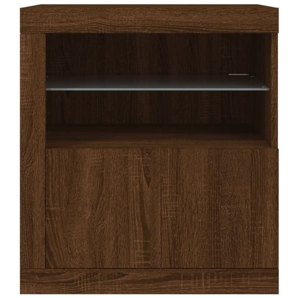 vidaXL Skjenk med LED-lys brun eik 60,5x37x67 cm
