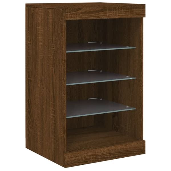 vidaXL Skänk med LED-belysning brun ek 41x37x67 cm