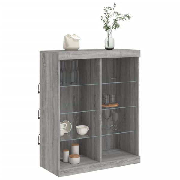 vidaXL Skänk med LED-belysning grå sonoma 81x37x100 cm