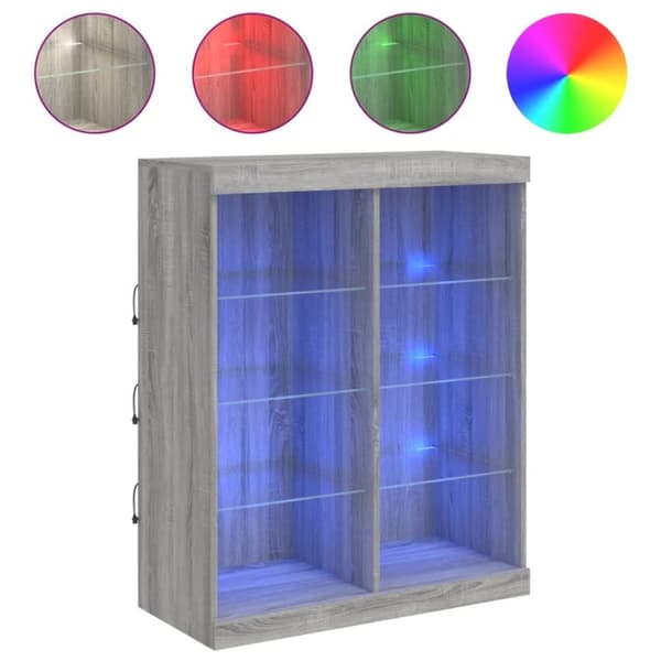 vidaXL Skänk med LED-belysning grå sonoma 81x37x100 cm
