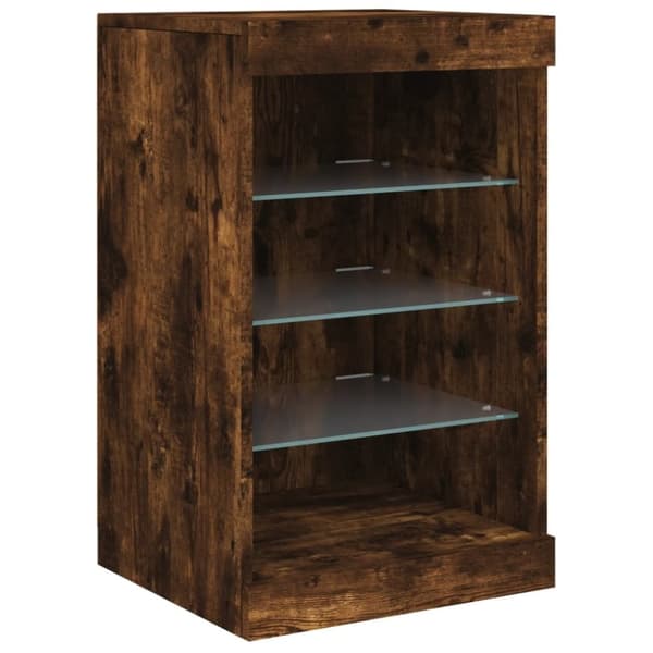 vidaXL Skjenk med LED-lys røkt eik 41x37x67 cm