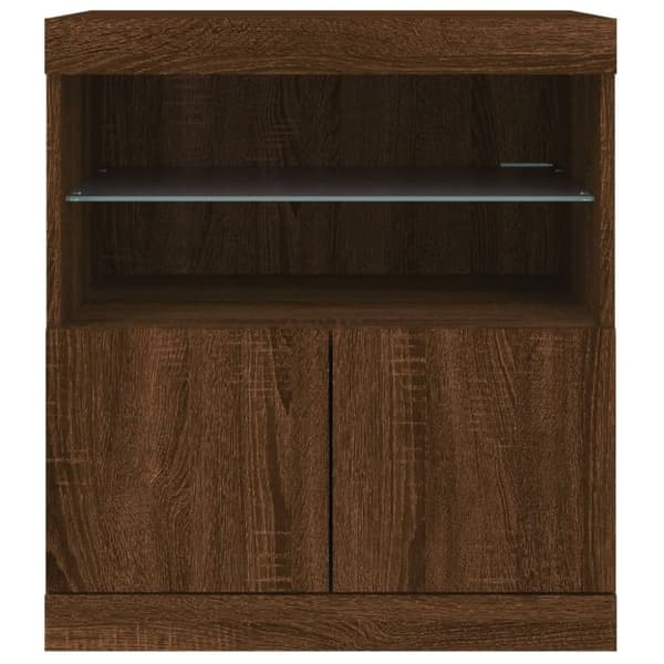 vidaXL Skjenk med LED-lys brun eik 60x37x67 cm