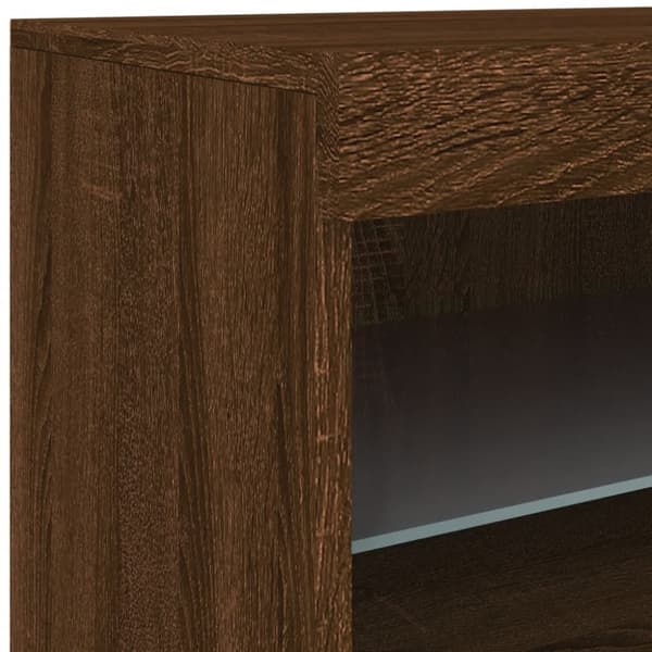 vidaXL Skjenk med LED-lys brun eik 60x37x67 cm