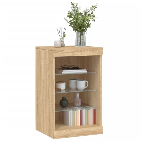 vidaXL skænk med LED-lys 41x37x67 cm sonoma-eg