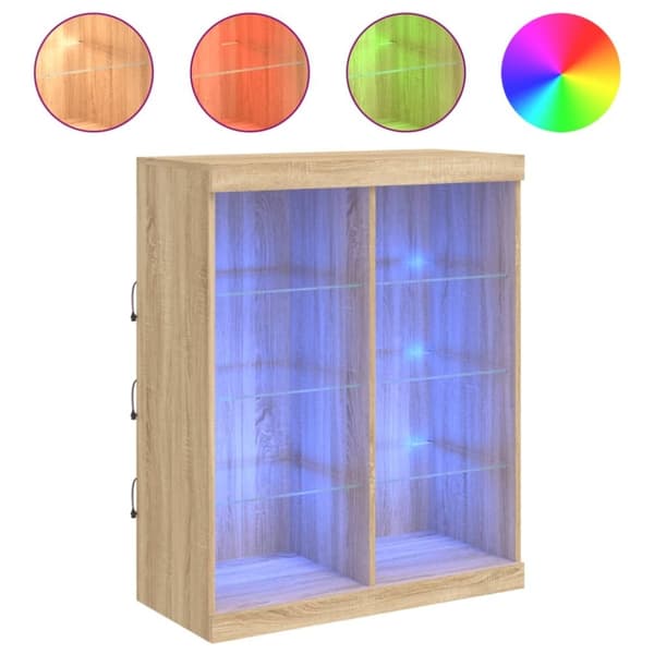 vidaXL Skänk med LED-belysning sonoma-ek 81x37x100 cm