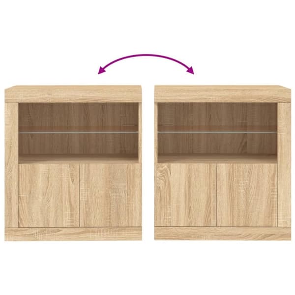 vidaXL Skjenk med LED-lys sonoma eik 60,5x37x67 cm