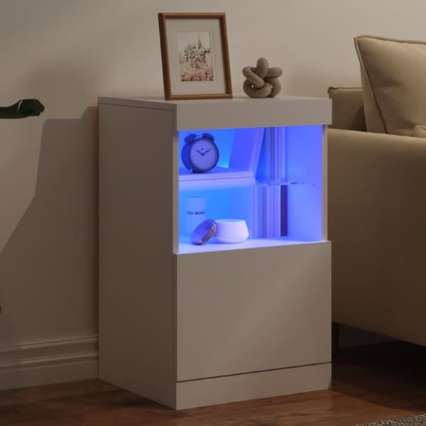 vidaXL Skjenk med LED-lys hvit 41x37x67 cm