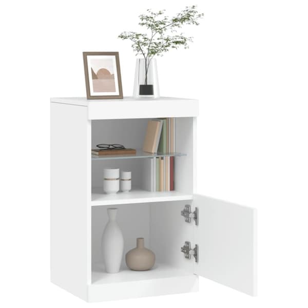 vidaXL Skjenk med LED-lys hvit 41x37x67 cm