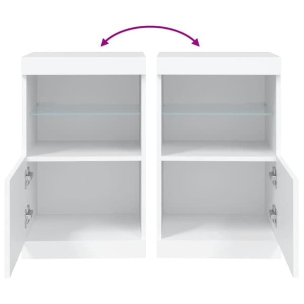 vidaXL Skjenk med LED-lys hvit 41x37x67 cm