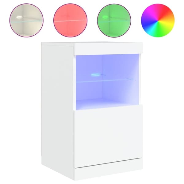 vidaXL Skjenk med LED-lys hvit 41x37x67 cm