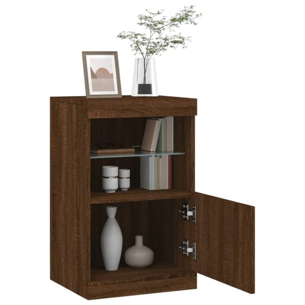 vidaXL Skänk med LED-belysning brun ek 41x37x67 cm