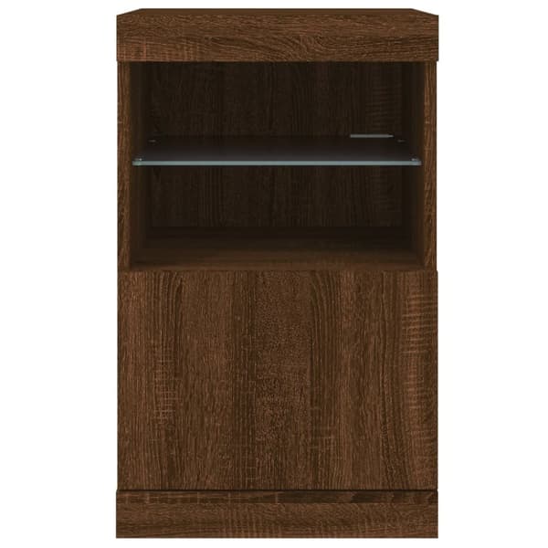 vidaXL Skänk med LED-belysning brun ek 41x37x67 cm