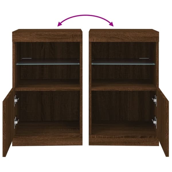 vidaXL Skänk med LED-belysning brun ek 41x37x67 cm