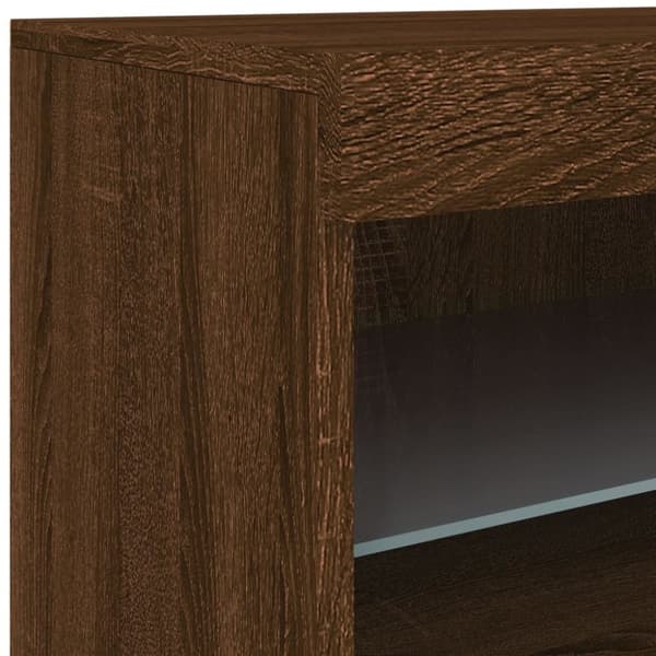 vidaXL Skänk med LED-belysning brun ek 41x37x67 cm