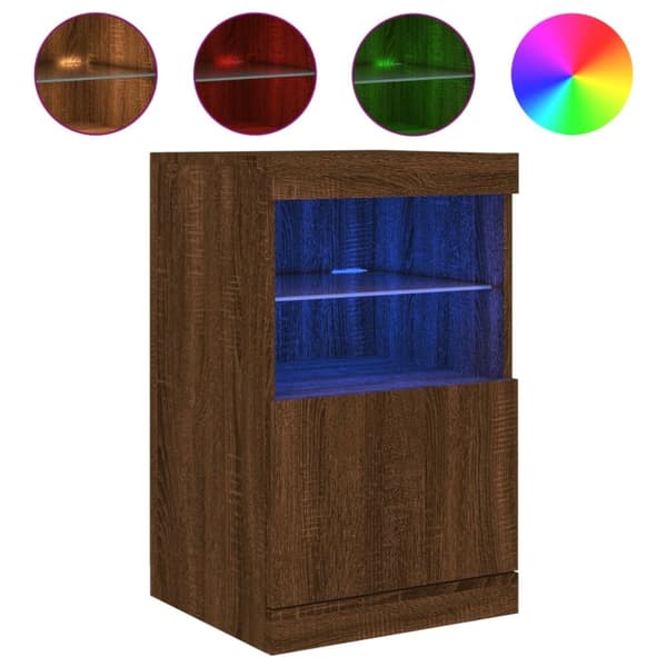 vidaXL Skänk med LED-belysning brun ek 41x37x67 cm