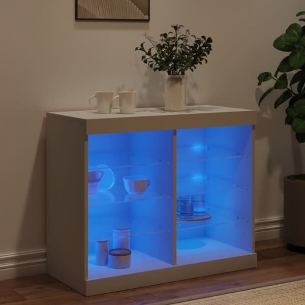 vidaXL Senkki LED-valoilla valkoinen 81x37x67 cm