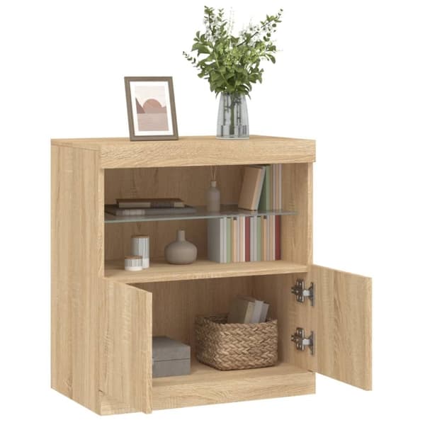 vidaXL Senkki LED-valoilla Sonoma-tammi 60x37x67 cm