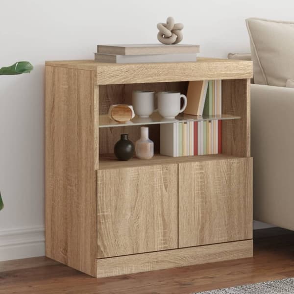 vidaXL Senkki LED-valoilla Sonoma-tammi 60x37x67 cm