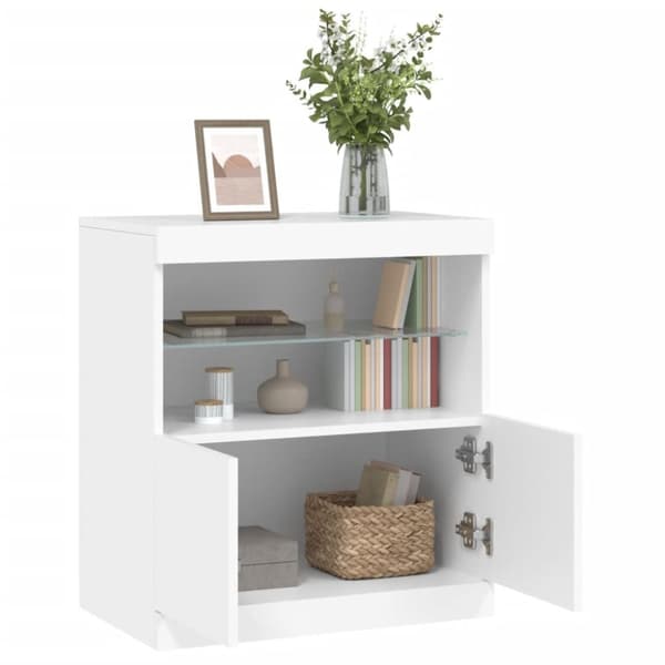 vidaXL Skänk med LED-belysning vit 60x37x67 cm