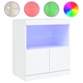 Miniatyrbild 2 av 11: vidaXL Skänk med LED-belysning vit 60x37x67 cm