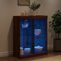 Miniatyrbillede 3 af 11: vidaXL skænk med LED-lys 81x37x100 cm brun egetræsfarve