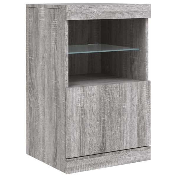 vidaXL Skänk med LED-belysning grå sonoma 41x37x67 cm