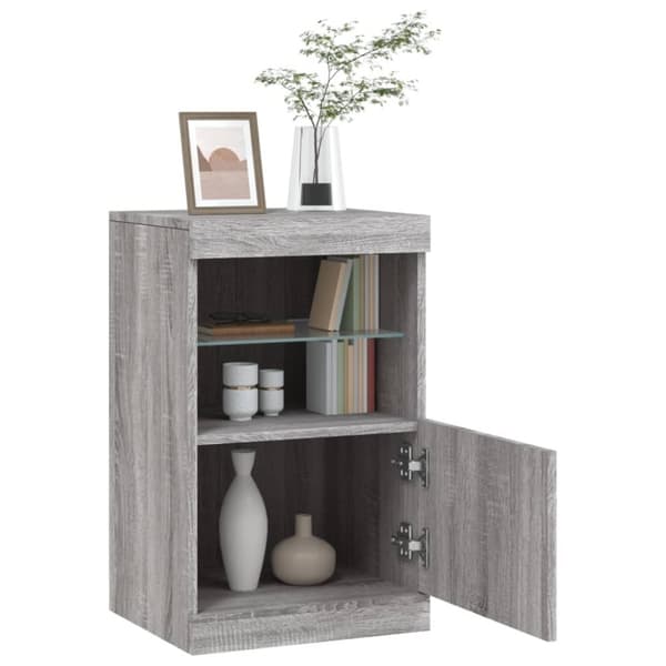 vidaXL Skänk med LED-belysning grå sonoma 41x37x67 cm