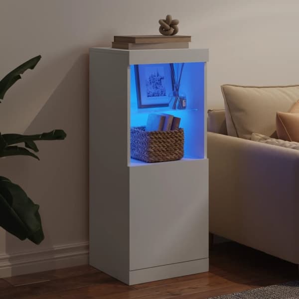 vidaXL skænk med LED-lys 41x37x100 cm hvid