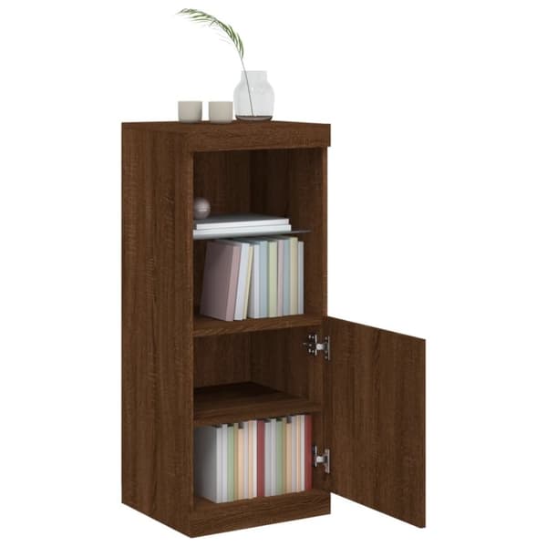 vidaXL Skjenk med LED-lys brun eik 41x37x100 cm