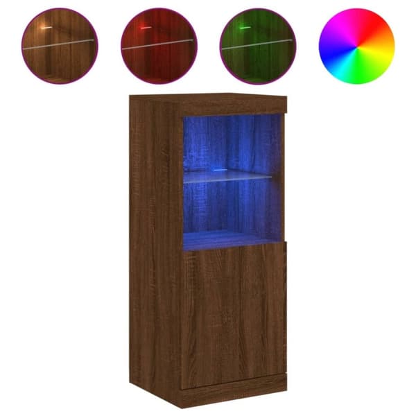 vidaXL Skjenk med LED-lys brun eik 41x37x100 cm