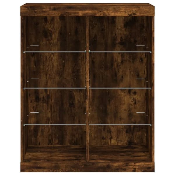 vidaXL Skänk med LED-belysning rökfärgad ek 81x37x100 cm