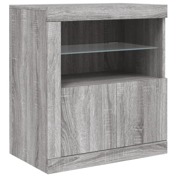 vidaXL skænk med LED-lys 60,5x37x67 cm grå sonoma-eg