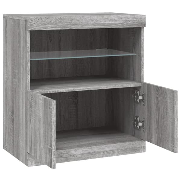 vidaXL skænk med LED-lys 60,5x37x67 cm grå sonoma-eg